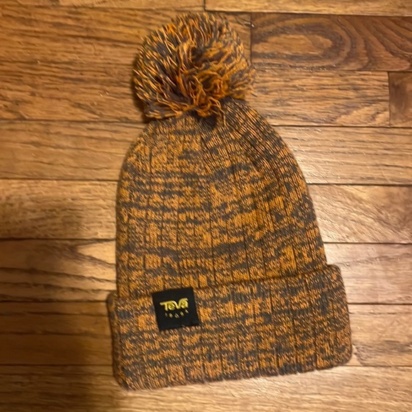 Teva Other - Teva orange / gray knit warm winter beanie / Pom Pom hat